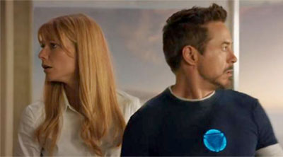 Tony Stark (Robert Downey Jr.) and Pepper Potts (Gwyneth Paltrow) in 'Iron Man 3' (SOURCE Marvel Studios)
