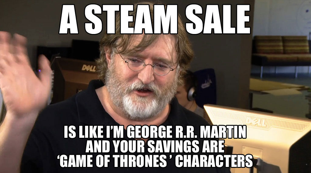 Gabe Newell, Valve president, frequently featured in Steam Sale related memes